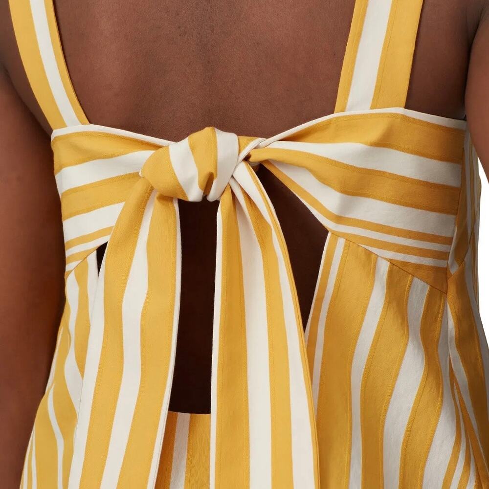Chinti Parker Parasol Top Yellow Stripe Open Back Bow Tank Top Blouse Size Small